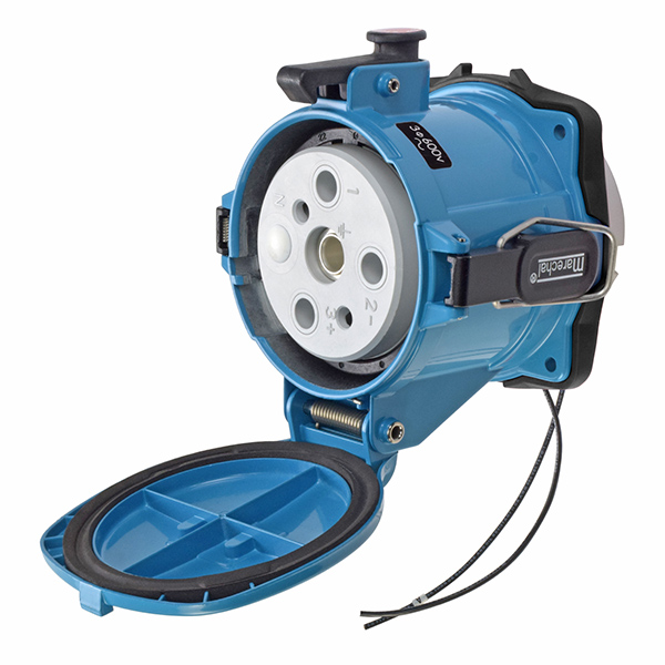 37-24143-972 - DS200 RECEPTACLE METAL BLUE SIZE 6 TYPE 3R 3P+G 200A 600 VAC 60 Hz +2 AUX